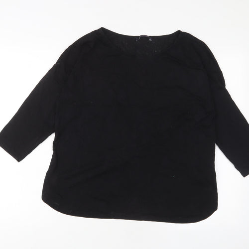 Marks and Spencer Womens Black Polyester Basic T-Shirt Size 16 Crew Neck