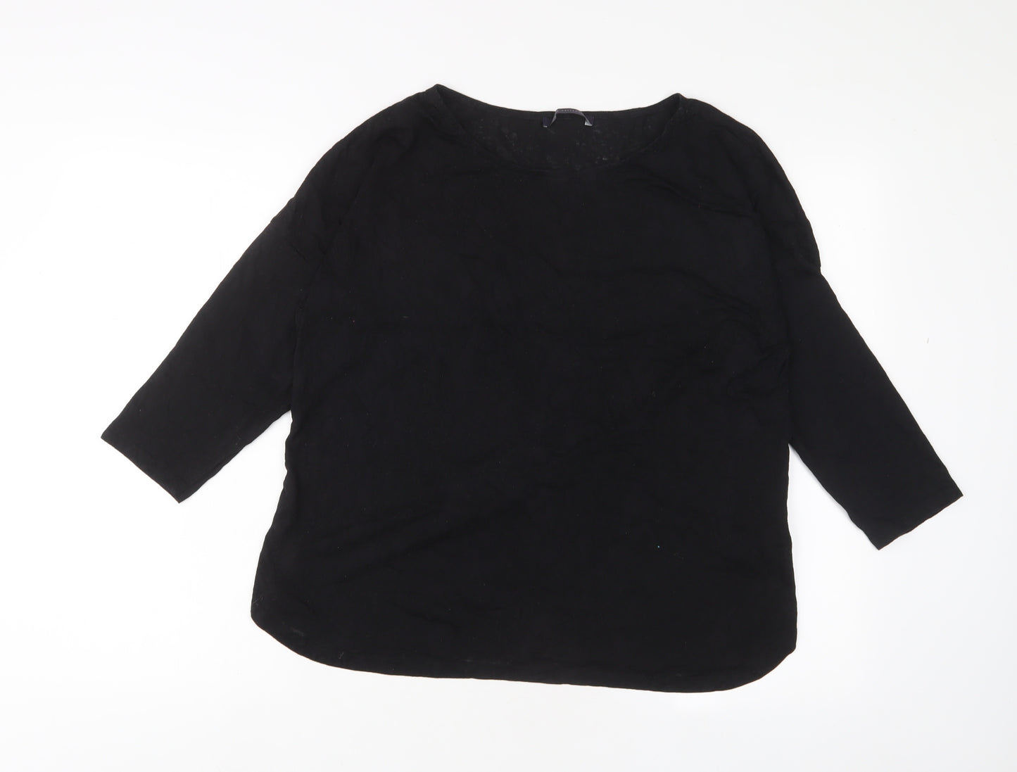 Marks and Spencer Womens Black Polyester Basic T-Shirt Size 16 Crew Neck