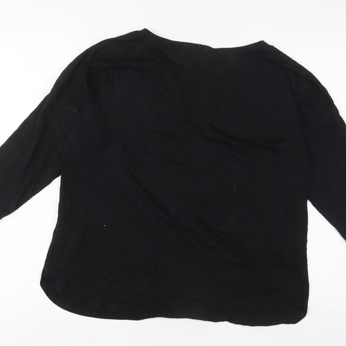 Marks and Spencer Womens Black Polyester Basic T-Shirt Size 16 Crew Neck