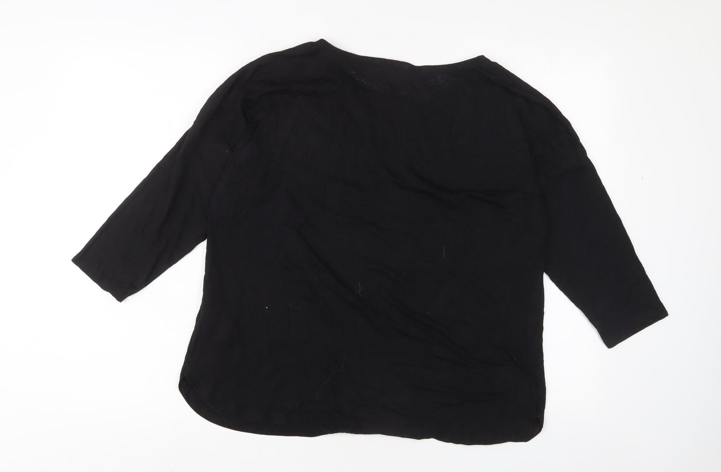 Marks and Spencer Womens Black Polyester Basic T-Shirt Size 16 Crew Neck