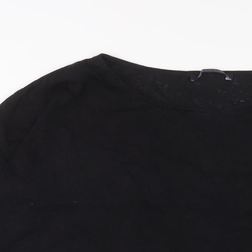 Marks and Spencer Womens Black Polyester Basic T-Shirt Size 16 Crew Neck