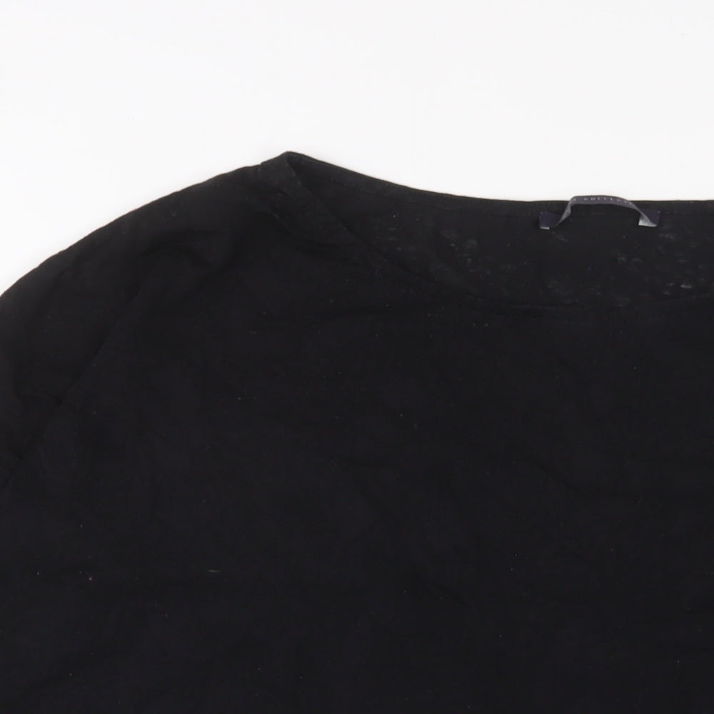 Marks and Spencer Womens Black Polyester Basic T-Shirt Size 16 Crew Neck