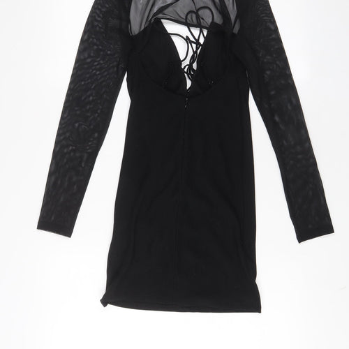 Bershka Womens Black Polyester A-Line Size S Crew Neck Pullover