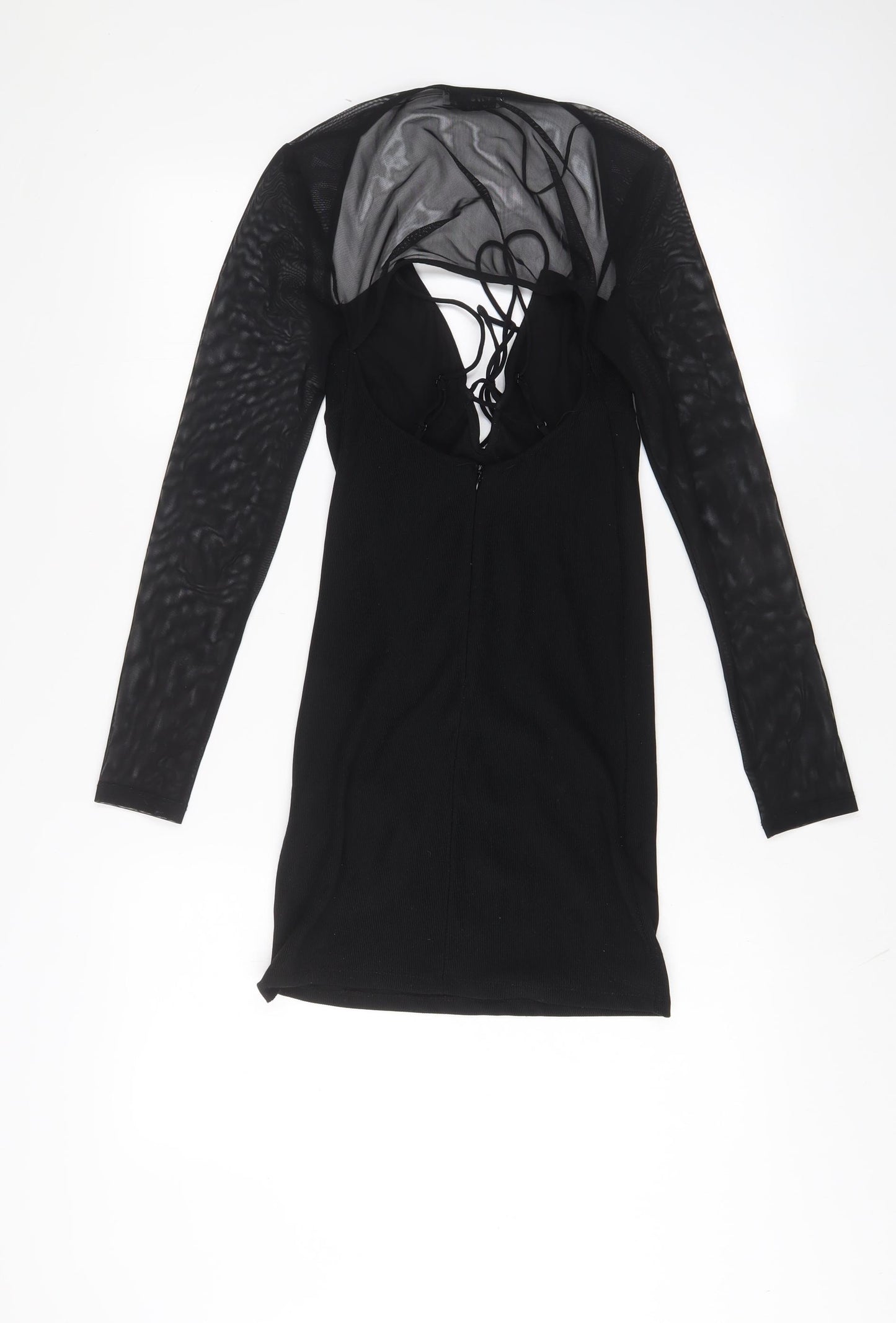 Bershka Womens Black Polyester A-Line Size S Crew Neck Pullover