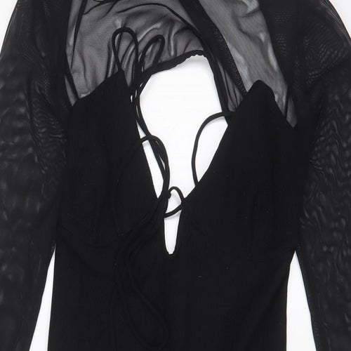 Bershka Womens Black Polyester A-Line Size S Crew Neck Pullover