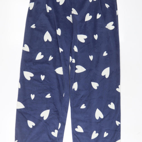 Marks and Spencer Womens Blue Geometric Polyester Top Pyjama Pants Size M - Heart Print