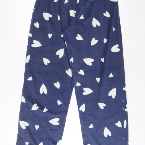 Marks and Spencer Womens Blue Geometric Polyester Top Pyjama Pants Size M - Heart Print