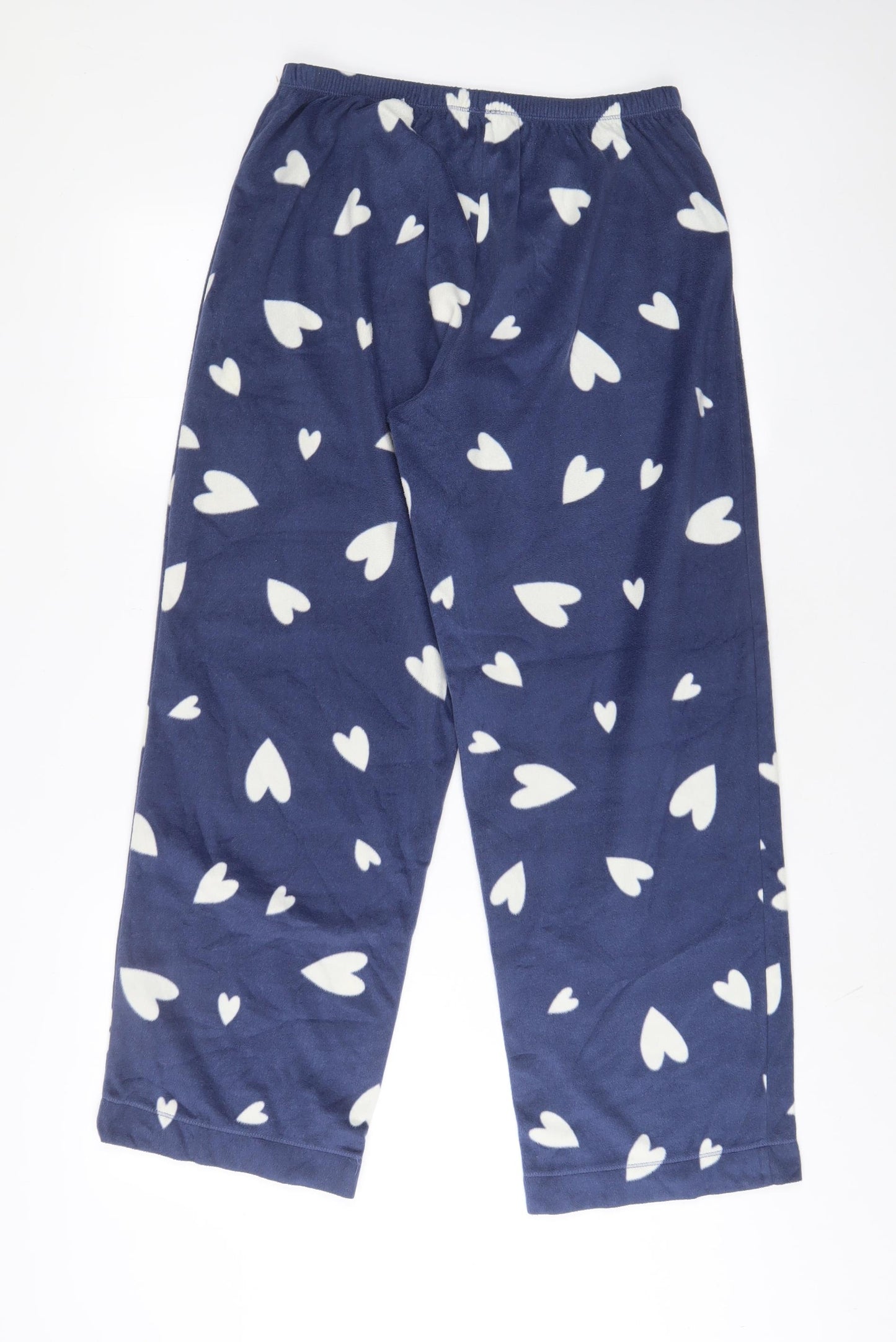 Marks and Spencer Womens Blue Geometric Polyester Top Pyjama Pants Size M - Heart Print