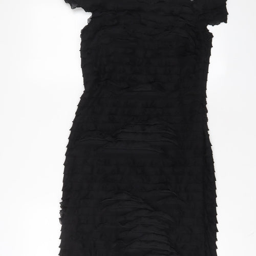 JS Boutique Womens Black Polyester A-Line Size 8 Square Neck Zip