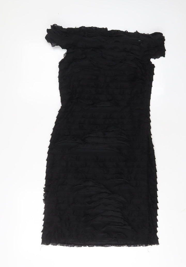 JS Boutique Womens Black Polyester A-Line Size 8 Square Neck Zip