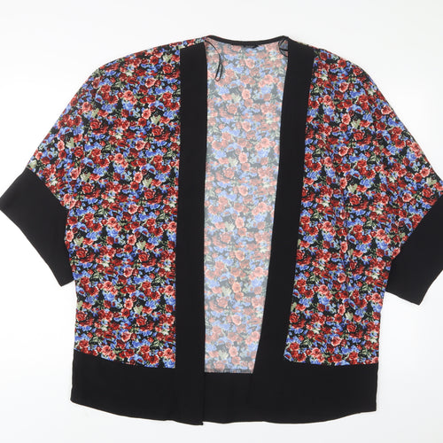 Select Womens Multicoloured Floral Polyester Kimono Blouse Size 12 V-Neck - Open
