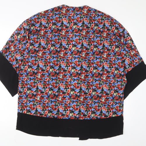 Select Womens Multicoloured Floral Polyester Kimono Blouse Size 12 V-Neck - Open