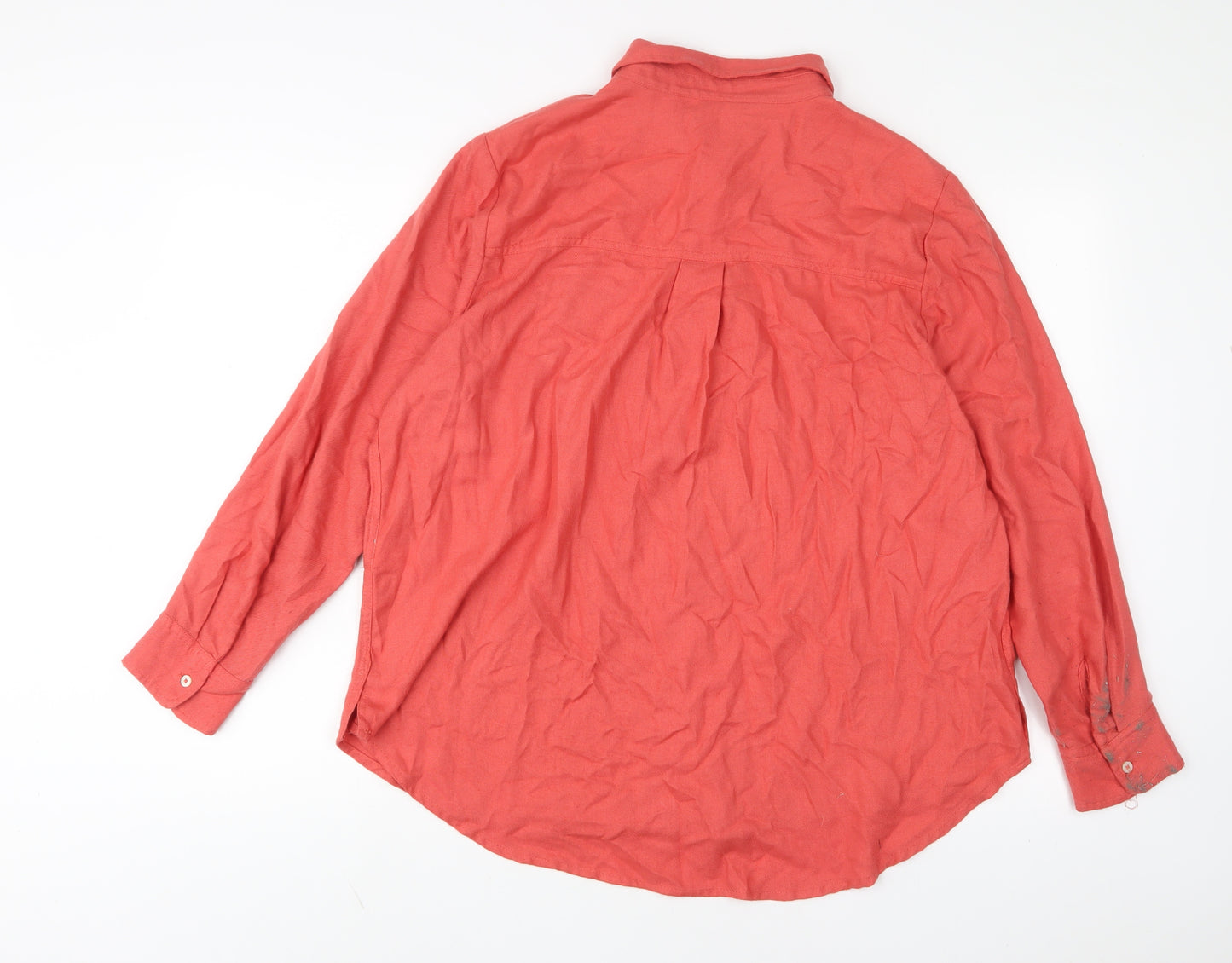 Marks and Spencer Womens Pink Viscose Basic Button-Up Size 16 Collared