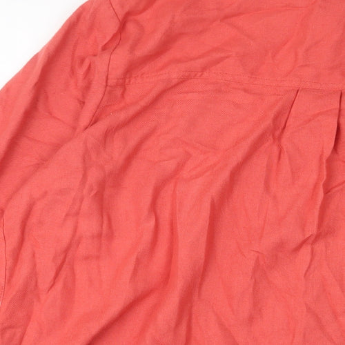 Marks and Spencer Womens Pink Viscose Basic Button-Up Size 16 Collared