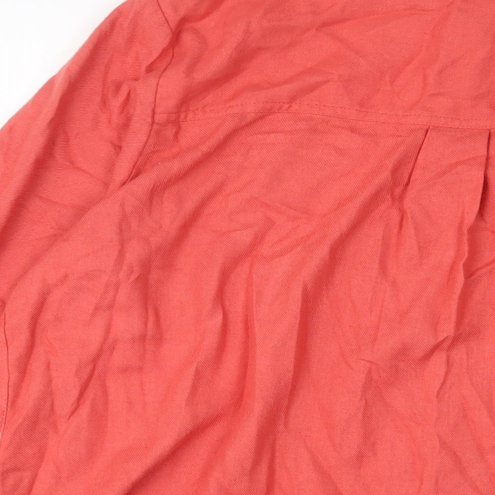 Marks and Spencer Womens Pink Viscose Basic Button-Up Size 16 Collared