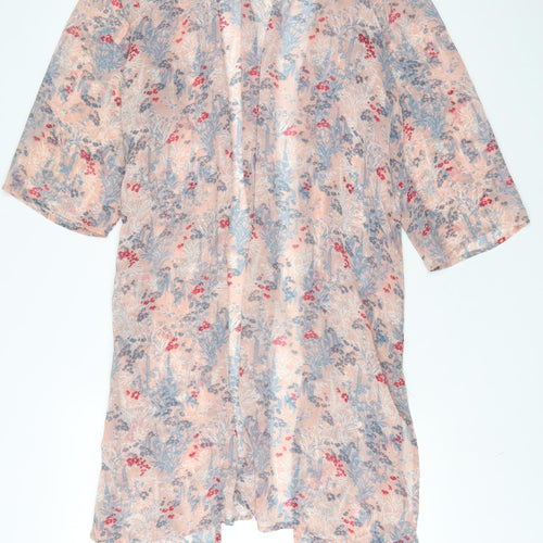 NEXT Womens Pink Floral Polyester Kimono Blouse Size 18 V-Neck - Open