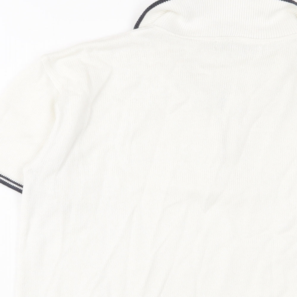 VERO MODA Womens White Acrylic Basic Polo Size S Collared