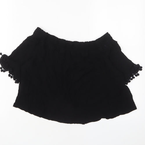 Topshop Womens Black Viscose Basic T-Shirt Size 12 Square Neck