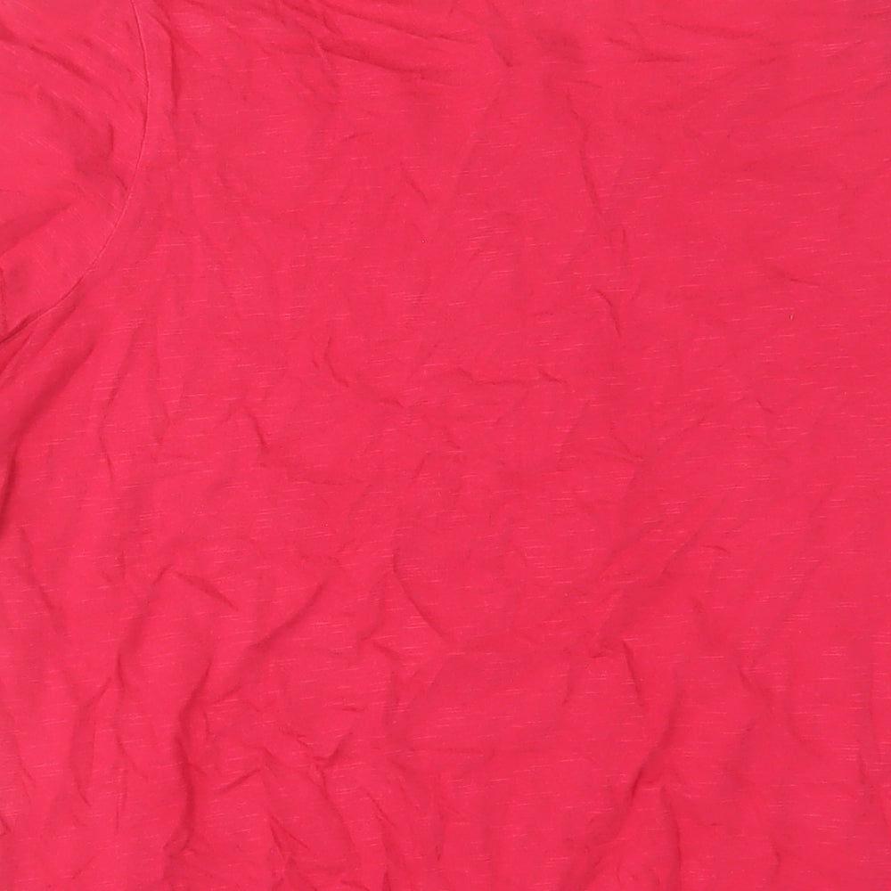 NEXT Womens Pink Cotton Basic T-Shirt Size 14 Crew Neck - Embroidered