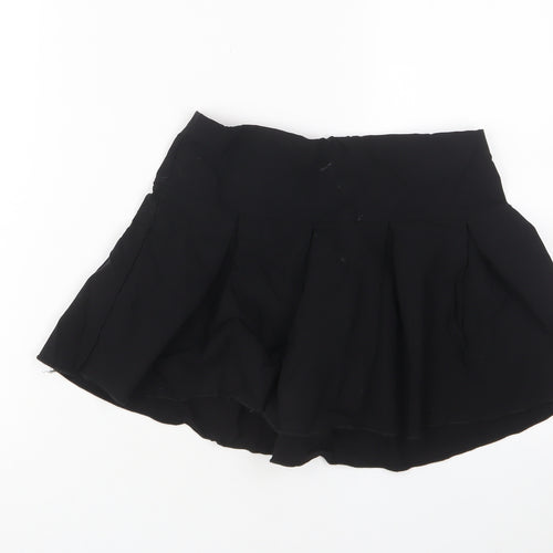 PRETTYLITTLETHING Womens Black Viscose A-Line Skirt Size 10 Zip - Bows