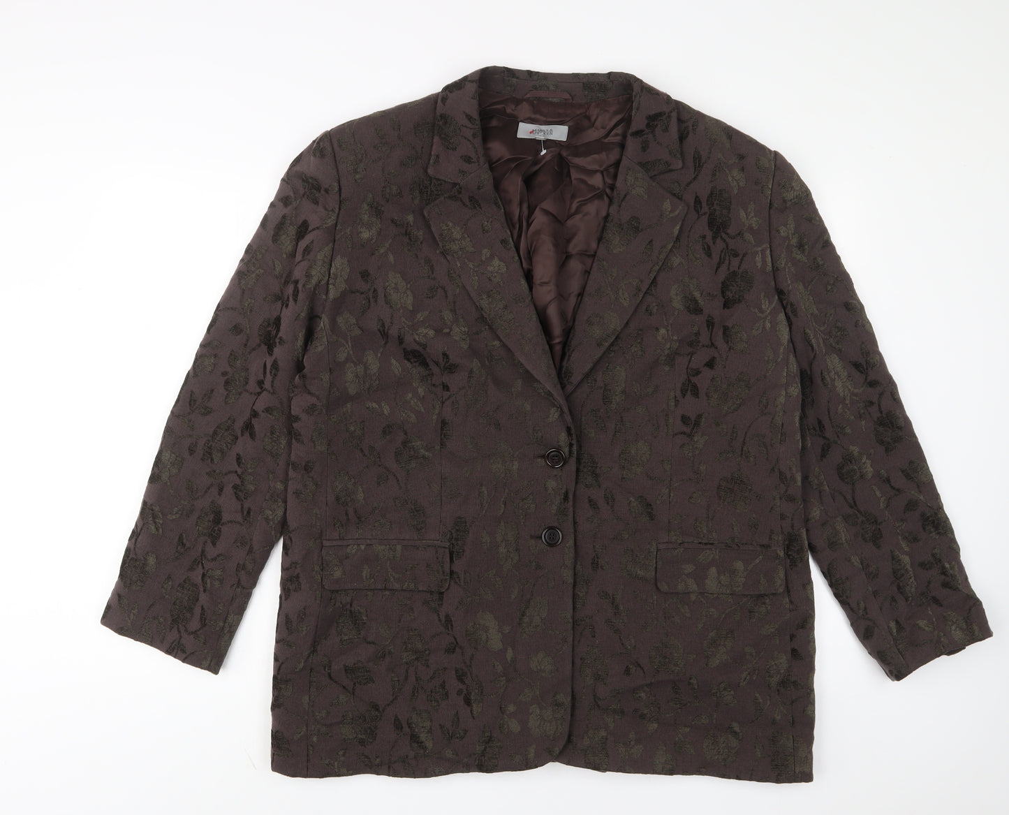 Marks and Spencer Womens Brown Fair Isle Jacket Blazer Size 20 Button