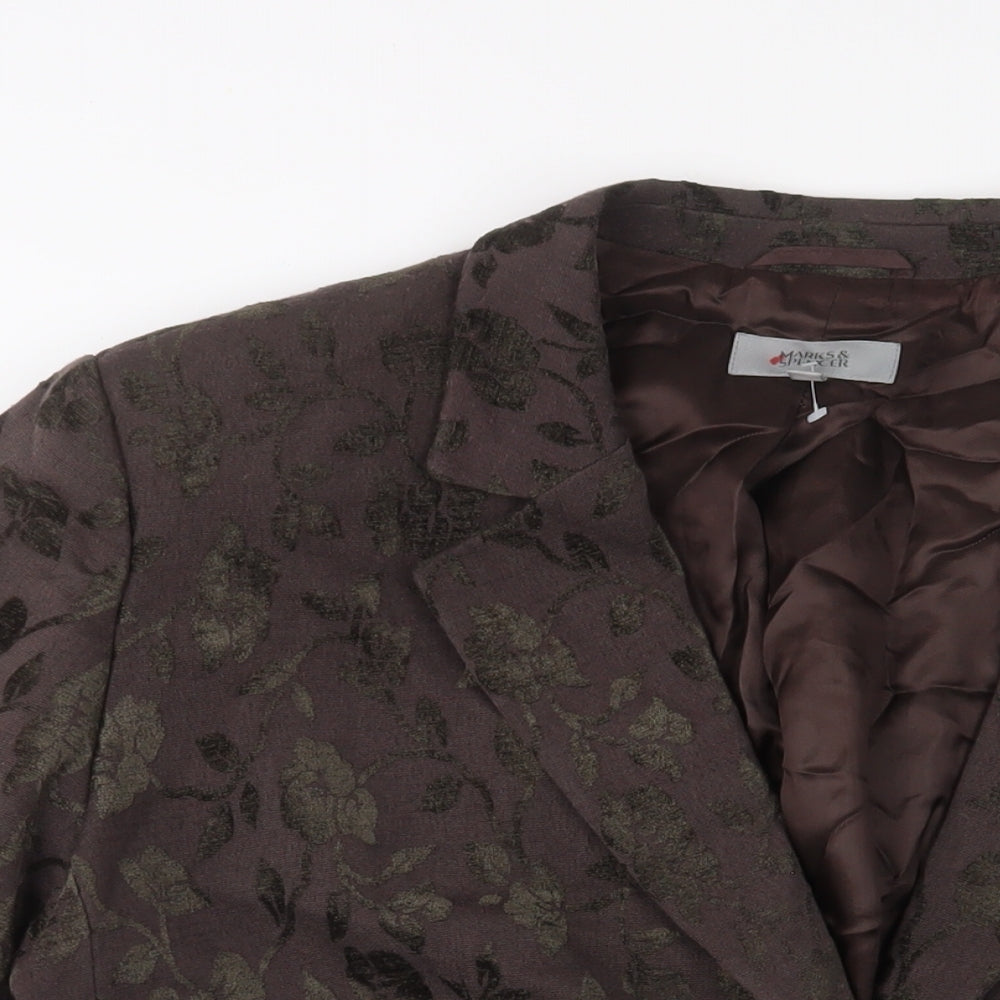 Marks and Spencer Womens Brown Fair Isle Jacket Blazer Size 20 Button