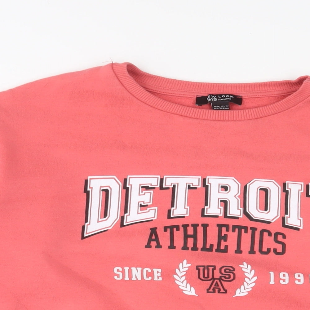 New Look Girls Pink Cotton Pullover Sweatshirt Size 12-13 Years Pullover