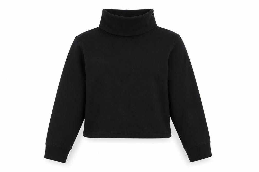 Front view of Zara women’s black cotton pullover sweatshirt, size S, pullover