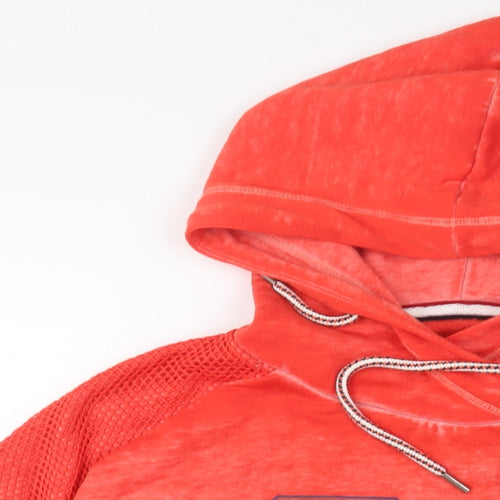 Superdry Womens Red Cotton Pullover Hoodie Size XL Pullover