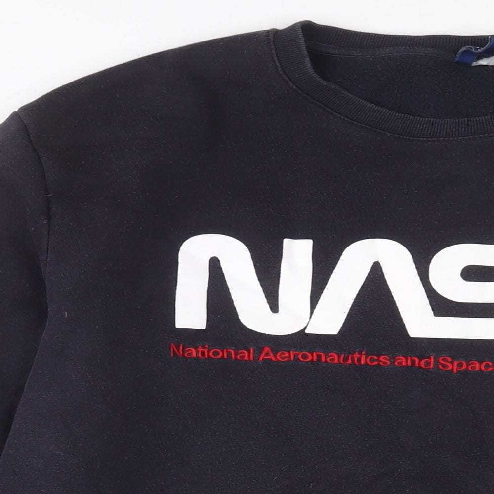 NASA Mens Blue Cotton Pullover Sweatshirt Size L