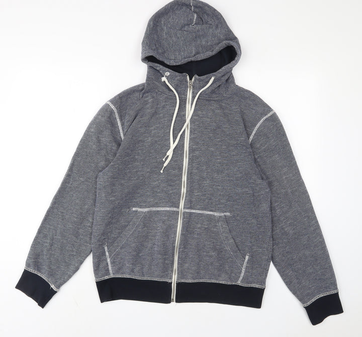 H&M Womens Blue Cotton Full Zip Hoodie Size M Zip