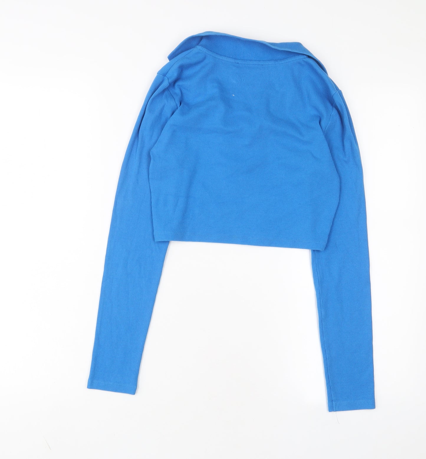 Zara Womens Blue Cotton Basic T-Shirt Size M Collared