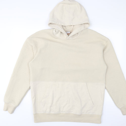 JACK & JONES Mens Beige Cotton Pullover Hoodie Size M