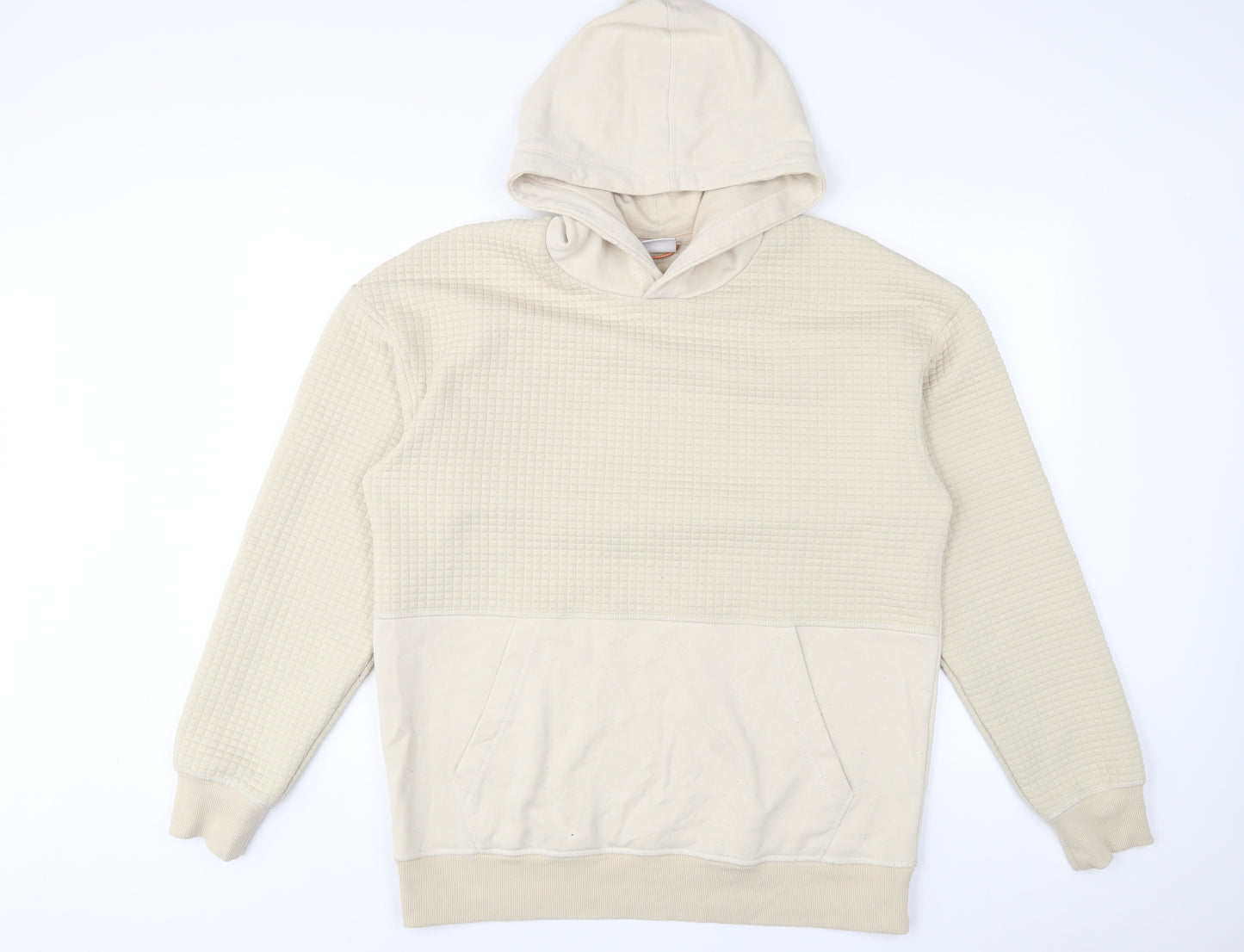 JACK & JONES Mens Beige Cotton Pullover Hoodie Size M