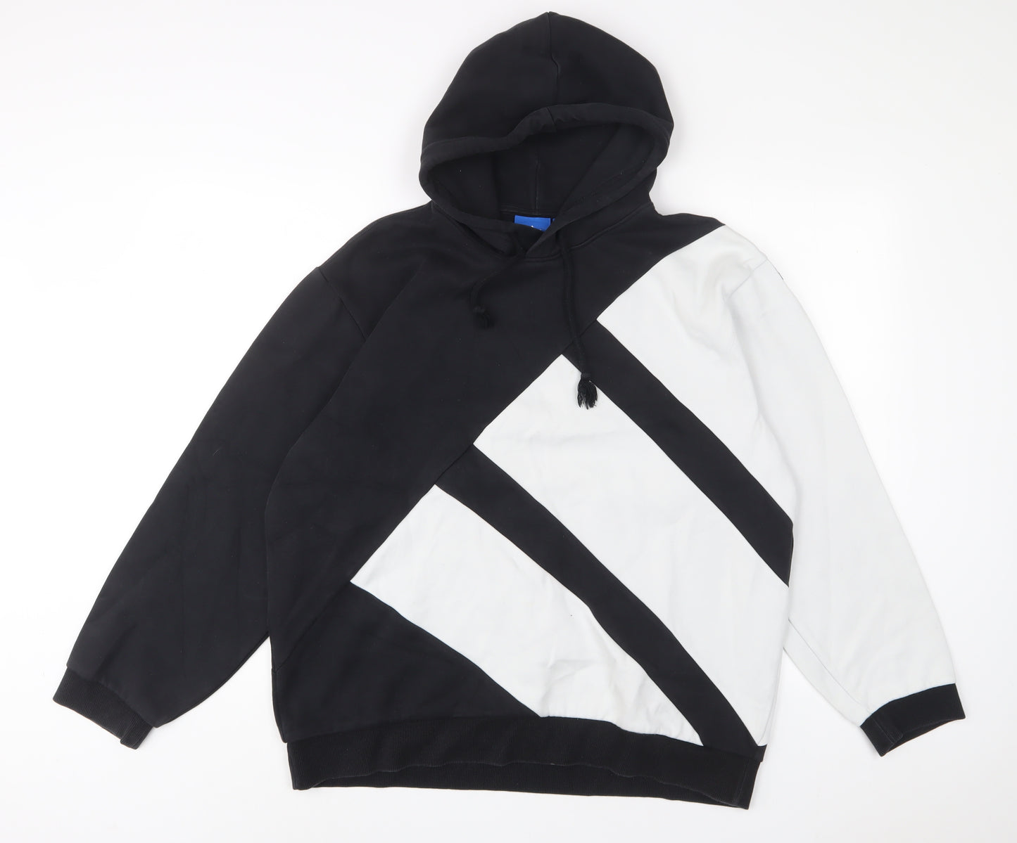 adidas Mens Black Geometric Cotton Pullover Hoodie Size L