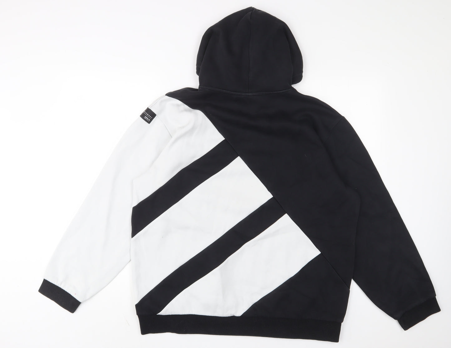 adidas Mens Black Geometric Cotton Pullover Hoodie Size L