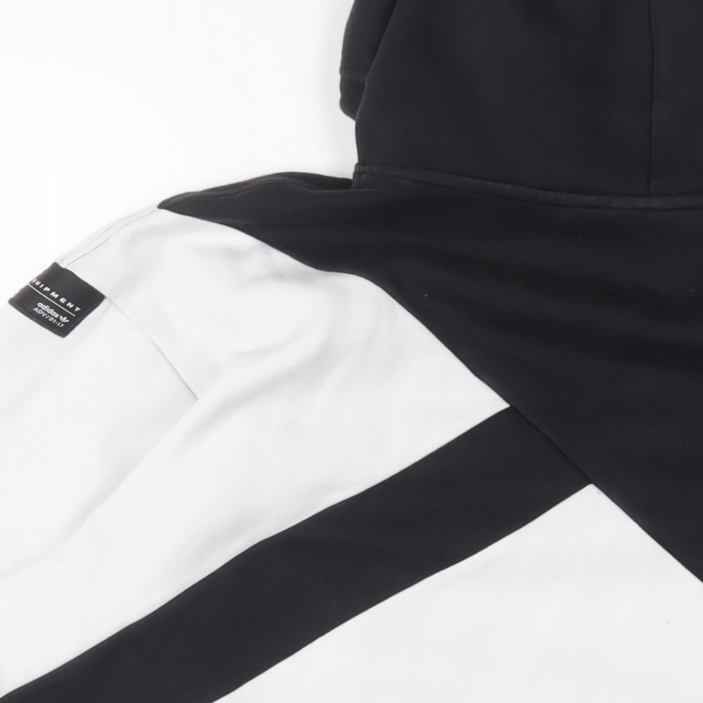 adidas Mens Black Geometric Cotton Pullover Hoodie Size L