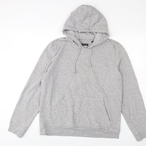 Brave Soul Mens Grey Cotton Pullover Hoodie Size L