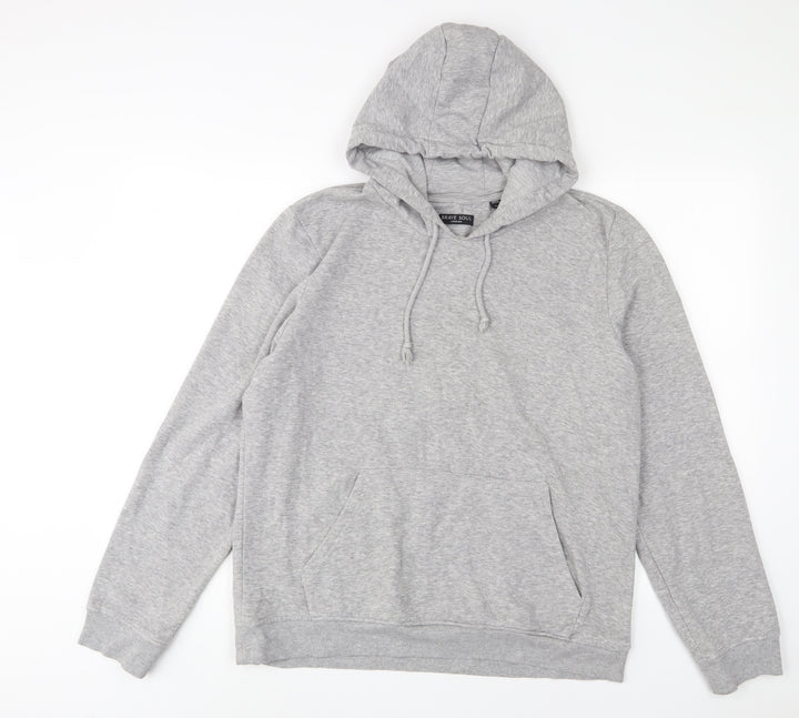 Brave Soul Mens Grey Cotton Pullover Hoodie Size L