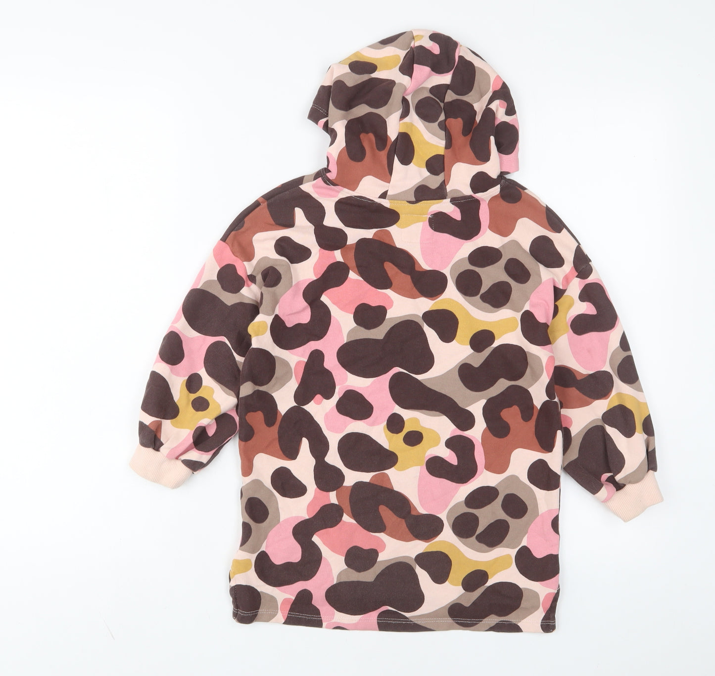 NEXT Girls Multicoloured Geometric Cotton Jumper Dress Size 4-5 Years Crew Neck Pullover