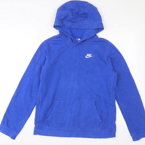 Nike Boys Blue Cotton Pullover Hoodie Size 13-14 Years Pullover