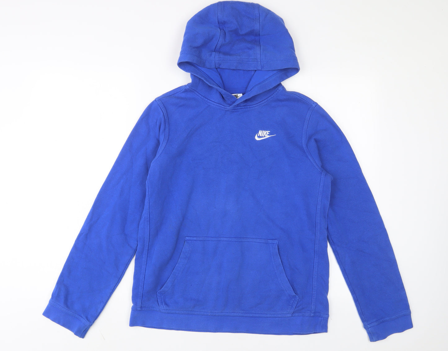 Nike Boys Blue Cotton Pullover Hoodie Size 13-14 Years Pullover