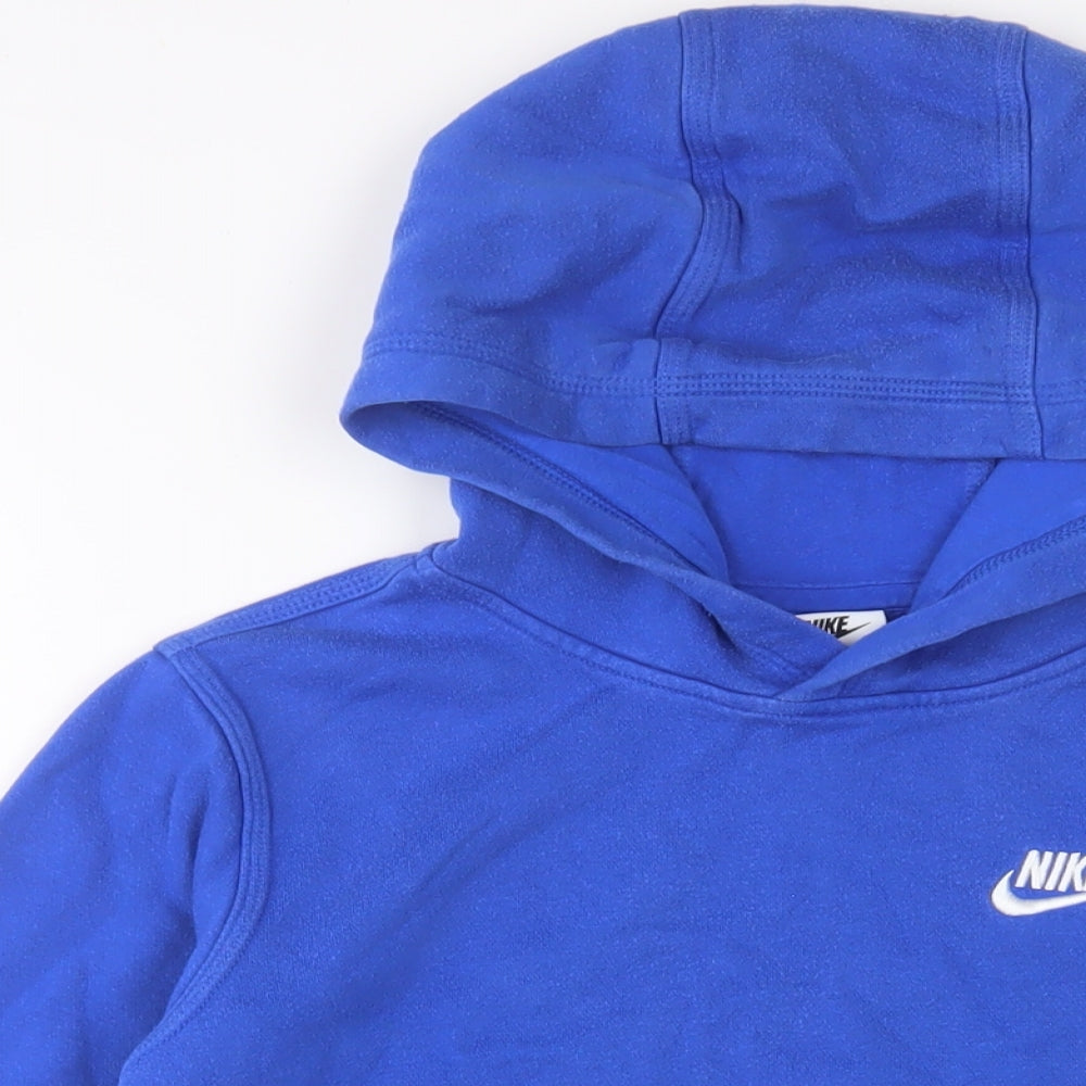 Nike Boys Blue Cotton Pullover Hoodie Size 13-14 Years Pullover