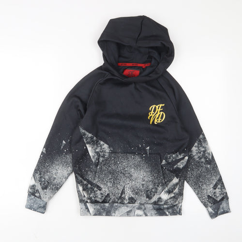 DFND Boys Grey Geometric Polyester Pullover Hoodie Size 11-12 Years Pullover