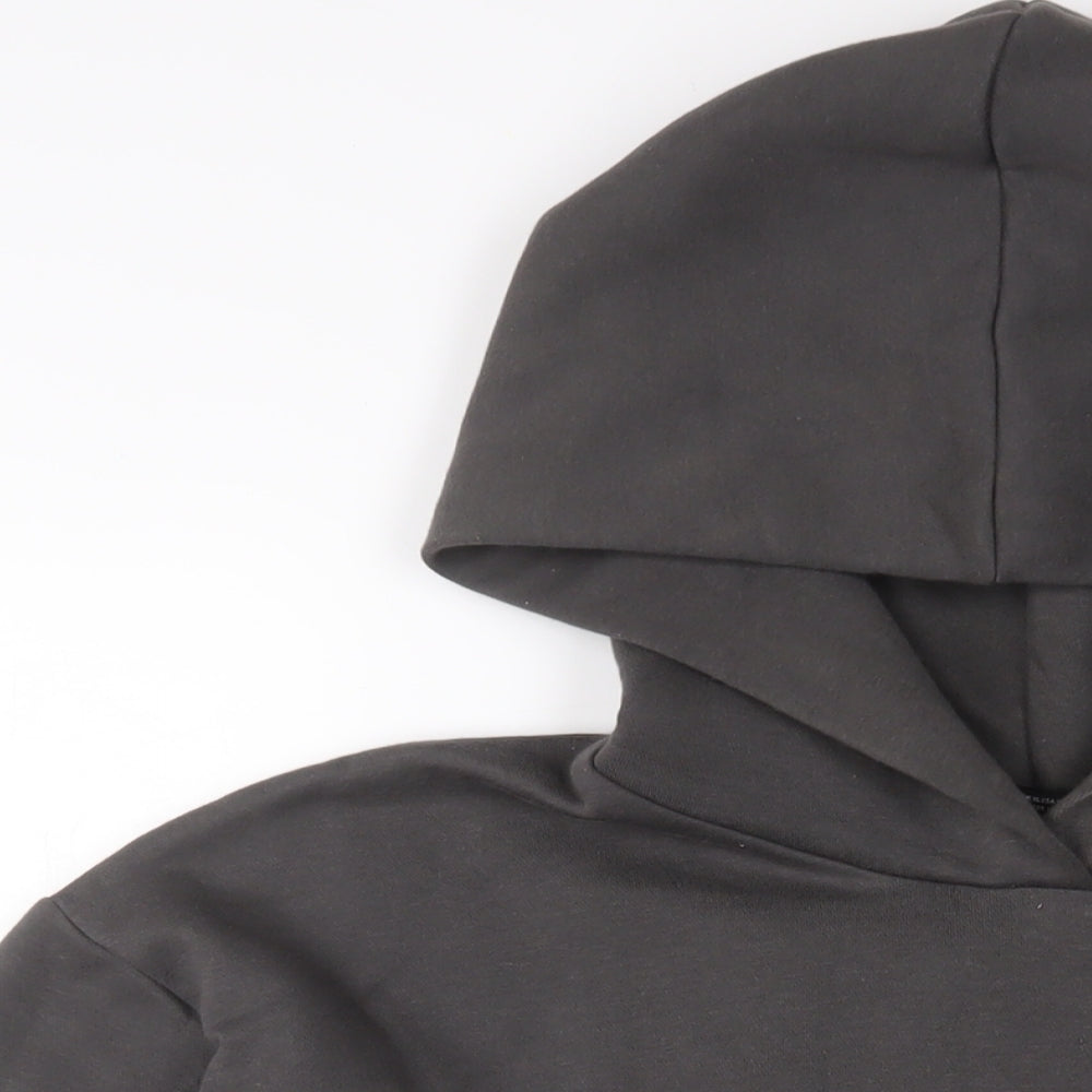 Zara Womens Grey Cotton Pullover Hoodie Size XL Pullover