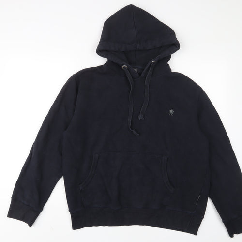 French Connection Mens Blue Cotton Pullover Hoodie Size L - Logo
