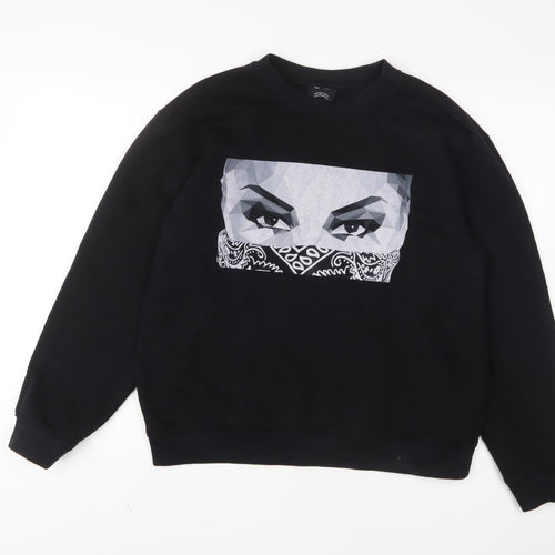 it's Simple Mens Black Cotton Pullover Sweatshirt Size M