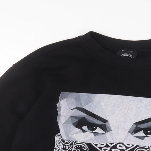 it's Simple Mens Black Cotton Pullover Sweatshirt Size M