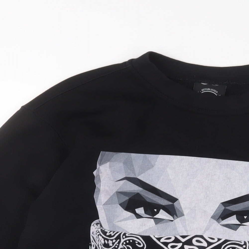 it's Simple Mens Black Cotton Pullover Sweatshirt Size M