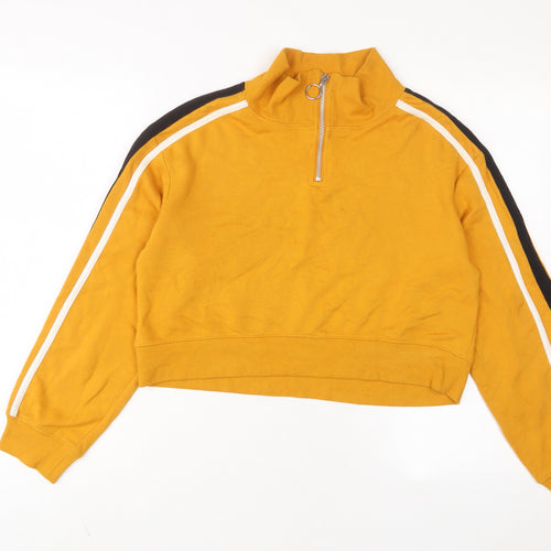H&M Womens Yellow Cotton Pullover Sweatshirt Size XS Zip